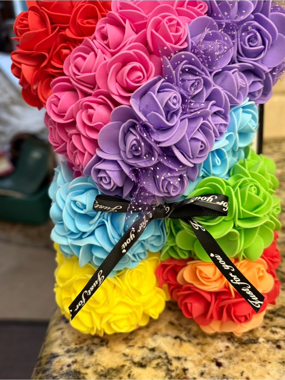 Multicolor Foam Rose Bear Decorative Gift